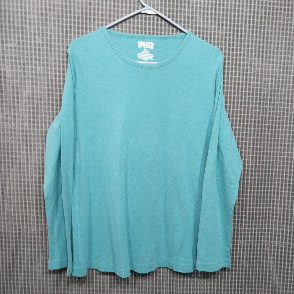 Duluth Trading Co Womens Long Sleeve Tee Cotton Jersey XL Turquoise